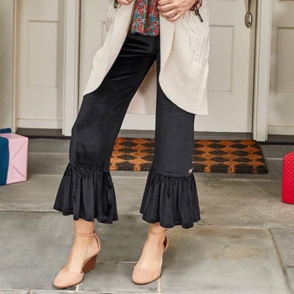 Matilda Jane  Black Velvet Ruffle Pants -